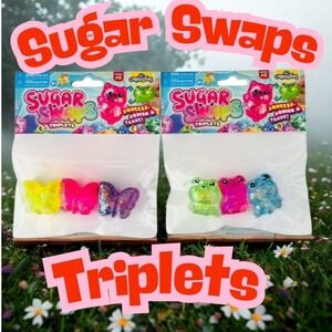 Viral Squishy Sugar Swaps Triplets Sqeezy Butterlies and Frogs Tic Tok Orb
